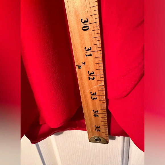 LAVENDER BROWN Med 100% Silk RED Faux Wrap Long Sleeve Midi Holiday Party Xmas - Picture 9 of 13
